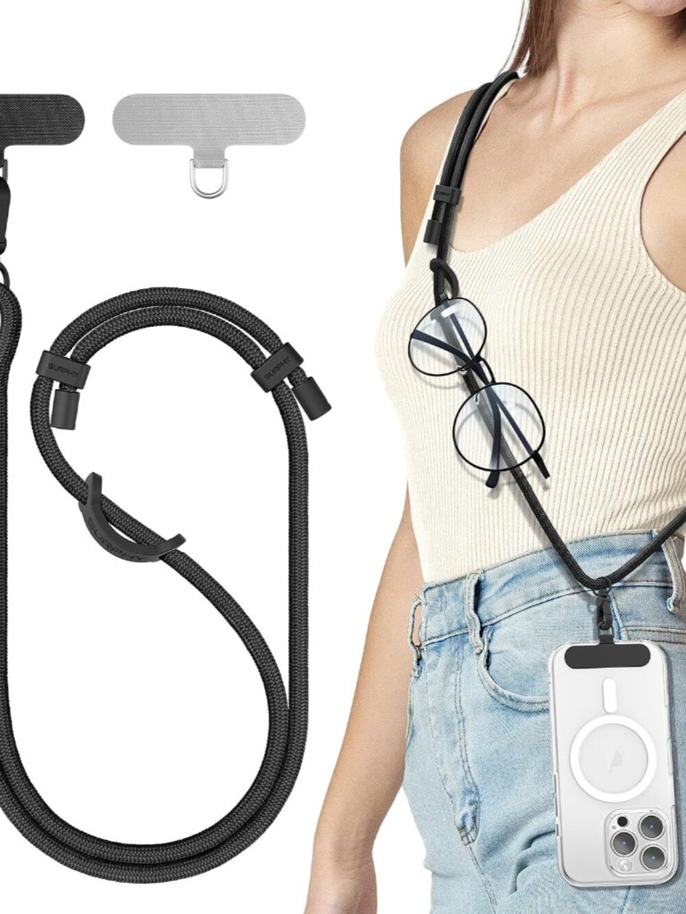 Phone Lanyard Crossbody, Phone Strap Crossbody with 2 Tether Tabs